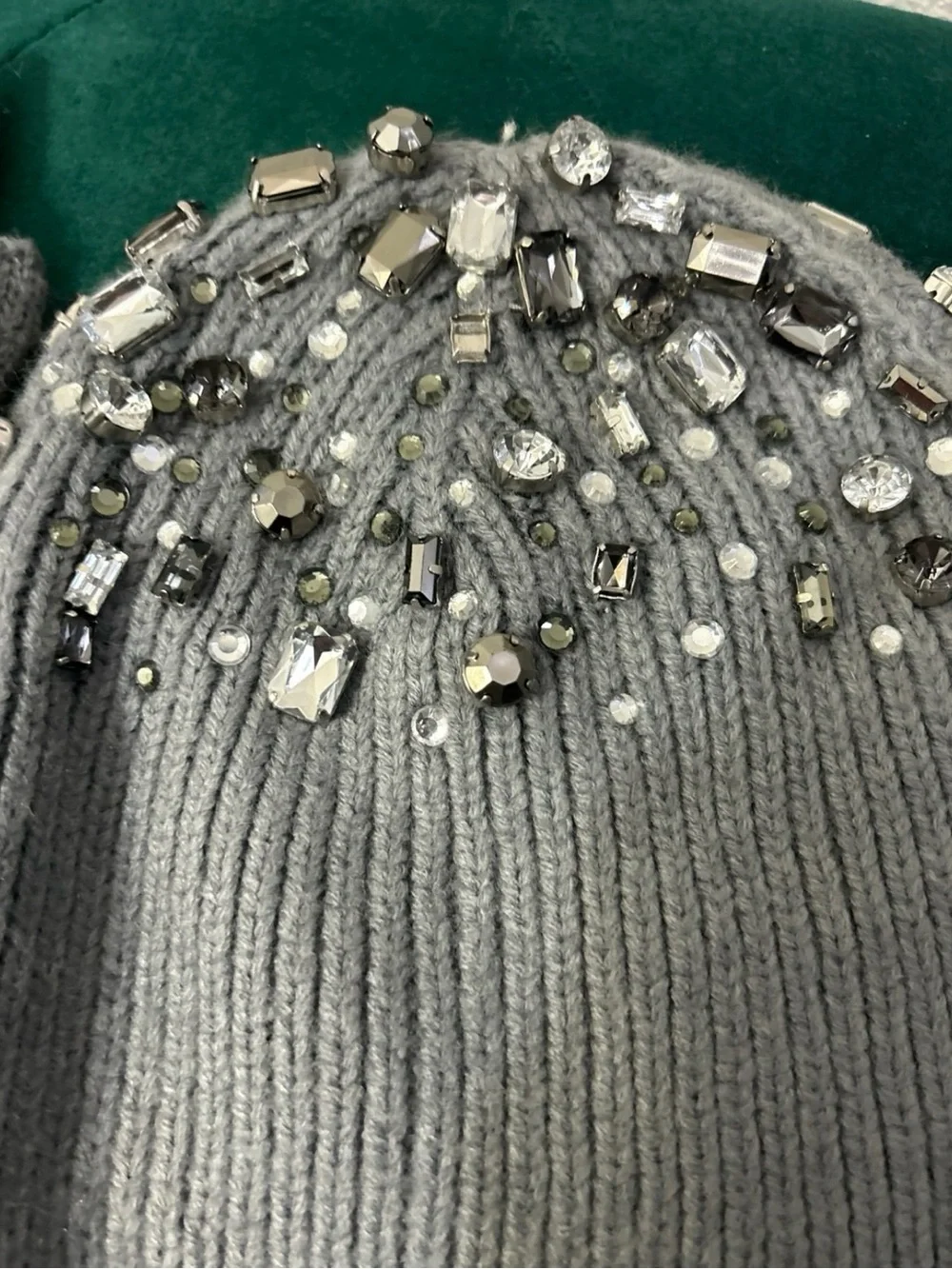Nordstrom Embellished crystals Knit Beanie and Convertible Mittens - Gray